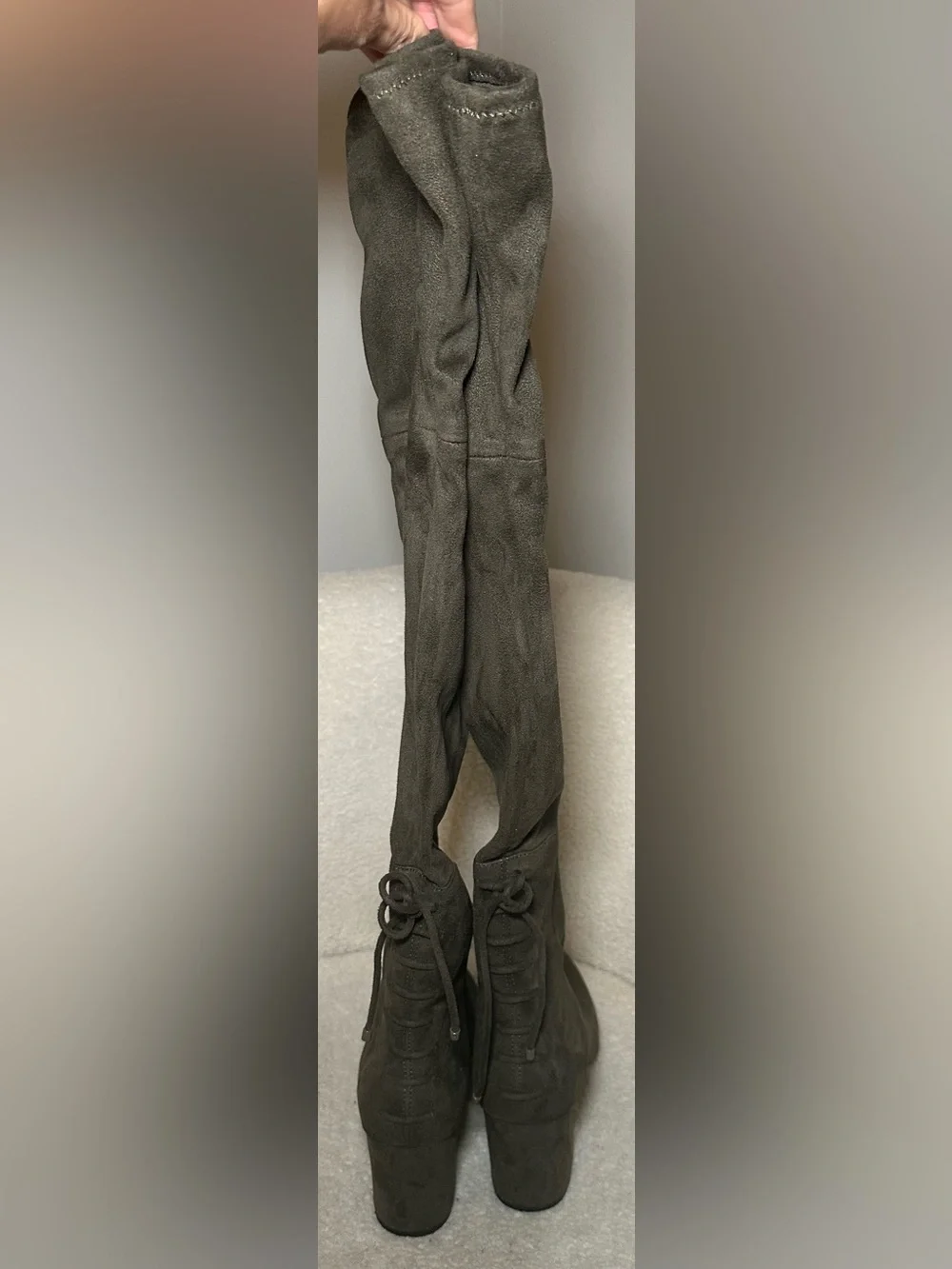 ALDO Adessi Green Olive Suede Tall Over-the-Knee Boots Fall Equestrian Preppy 7